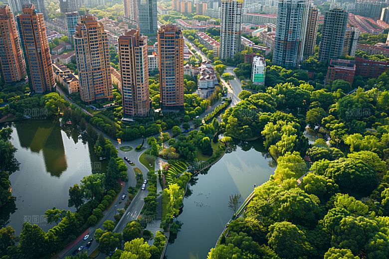 城市航拍摩登都市建筑摄影图