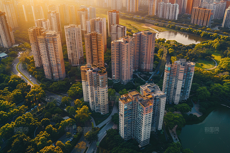 城市航拍摩登都市地标摄影图