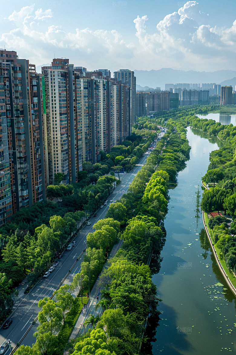 城市航拍楼宇摩登都市摄影图