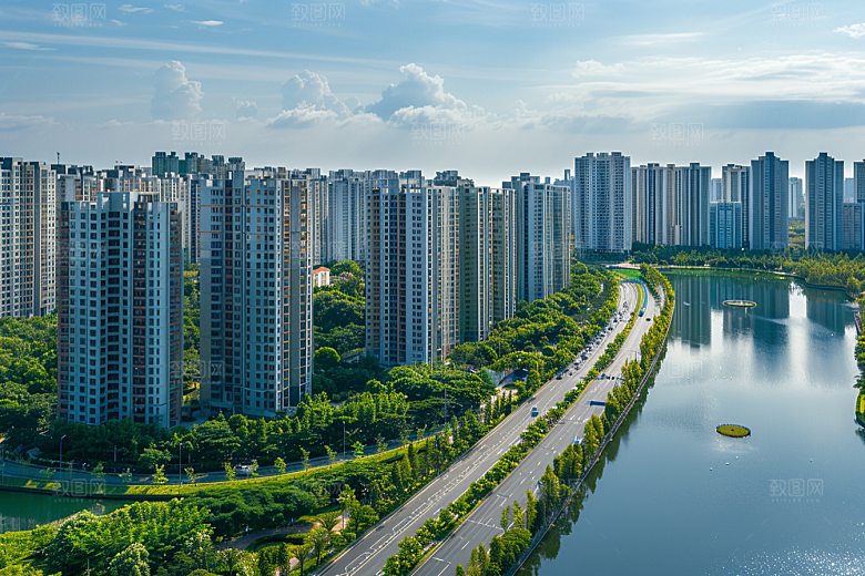城市航拍高楼大厦楼宇摄影图