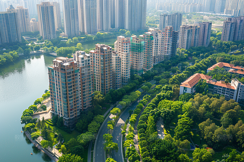 城市航拍地标俯拍摄影图
