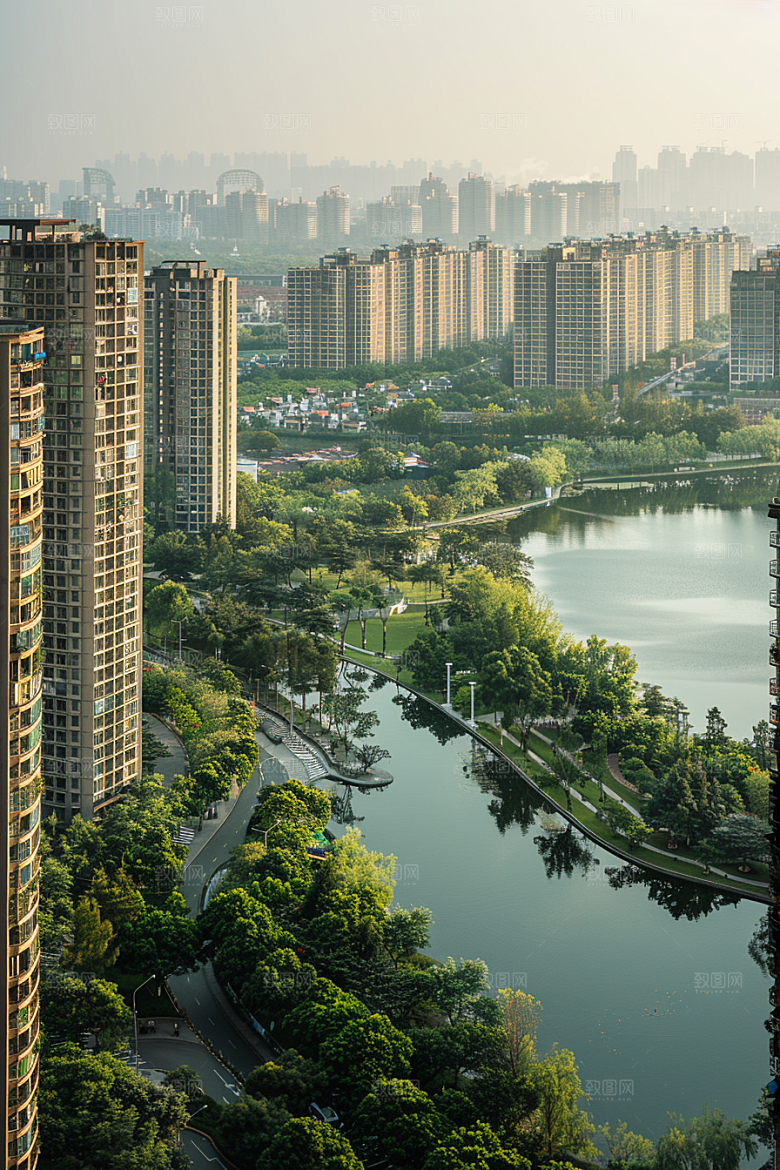 城市航拍地标俯拍摄影图