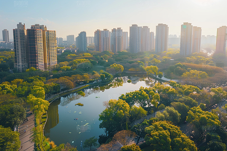 城市航拍繁华楼宇摄影图