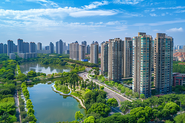 城市航拍俯拍流光溢彩摄影图