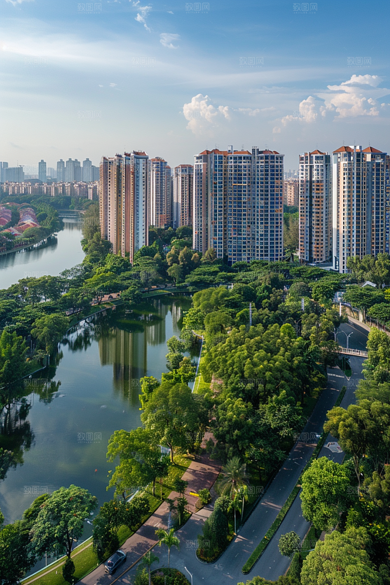 城市航拍繁华地标摄影图