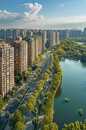 城市航拍高楼大厦地标摄影图