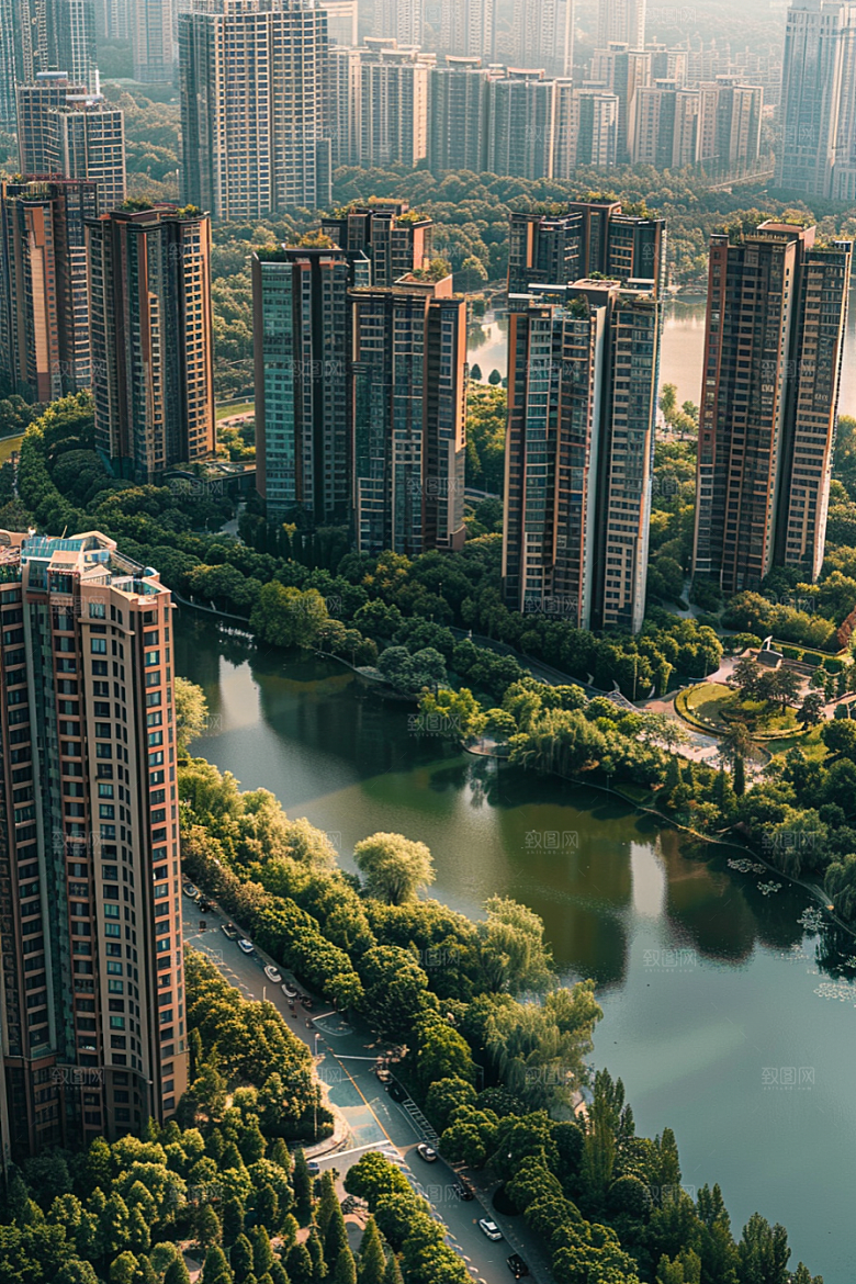 城市航拍摩登都市建筑摄影图