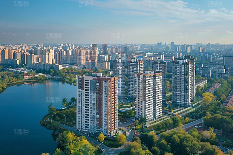 城市航拍高楼大厦时尚摄影图