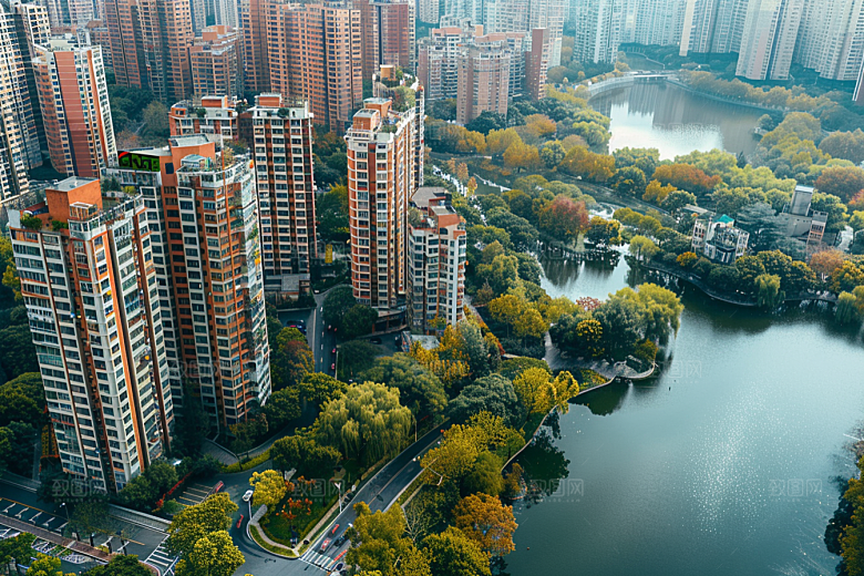 城市航拍摩登都市建筑摄影图