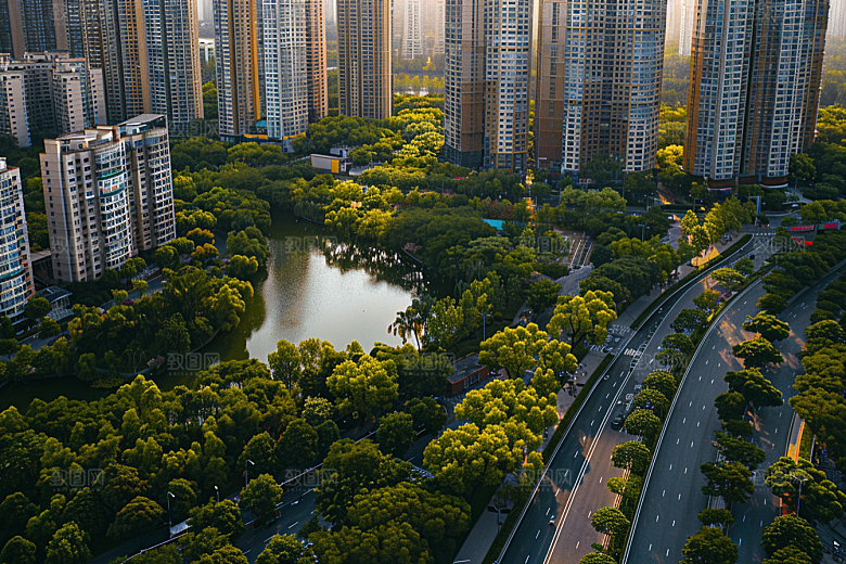 城市航拍流光溢彩高清摄影图