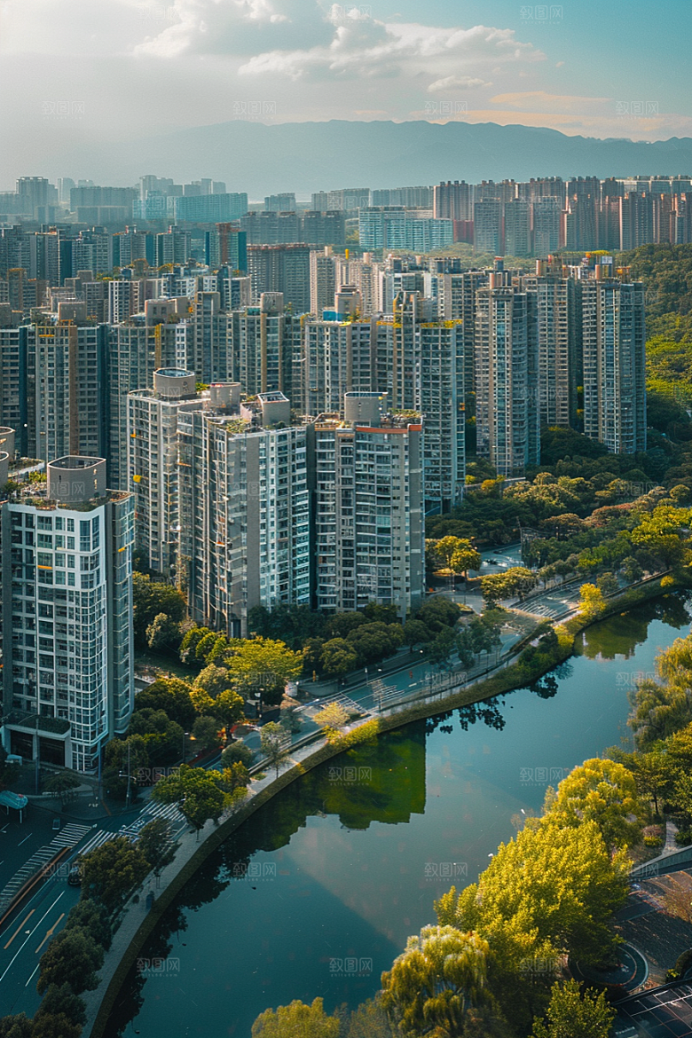 城市航拍建筑楼宇摄影图
