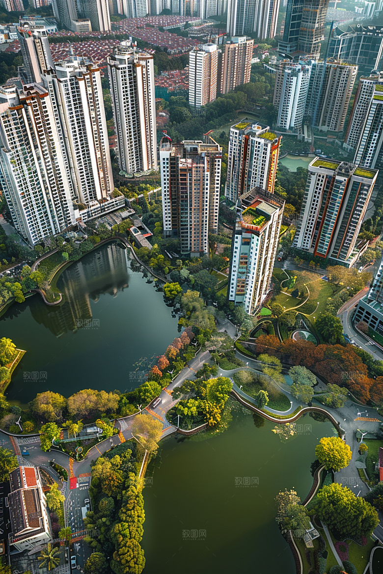 城市航拍建筑摩登都市摄影图