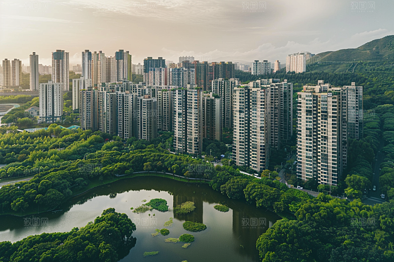 城市航拍地标俯拍摄影图
