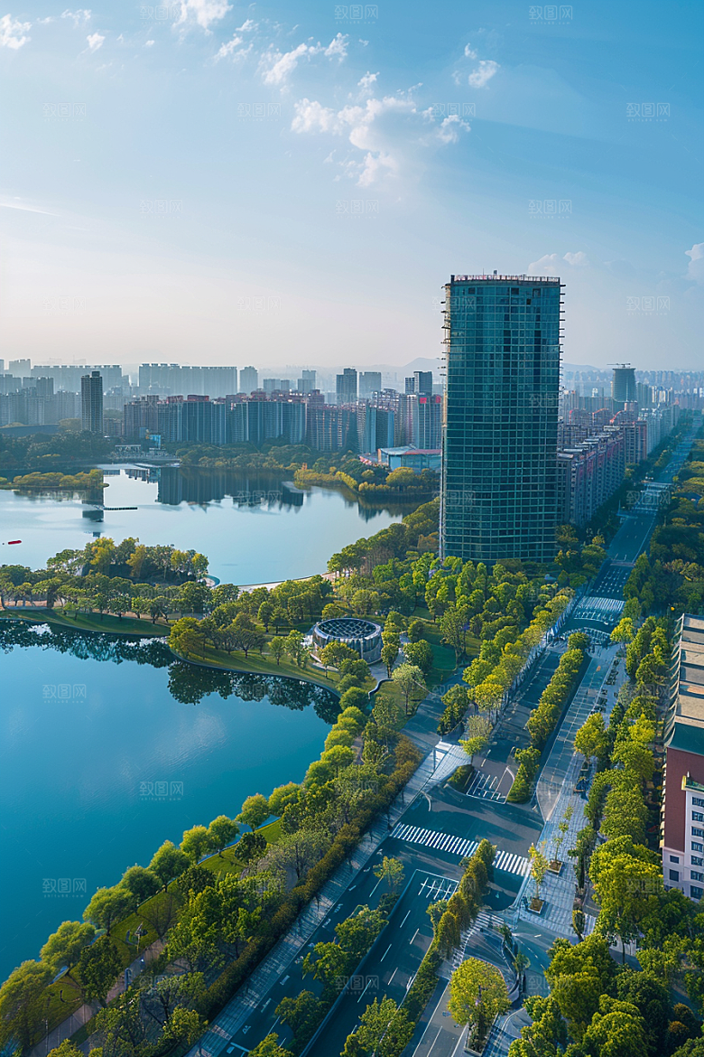 城市航拍楼宇地标摄影图