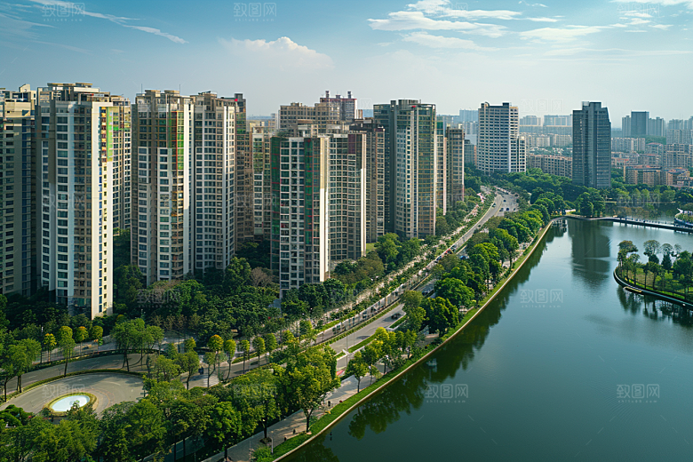 城市航拍时尚摩登都市摄影图