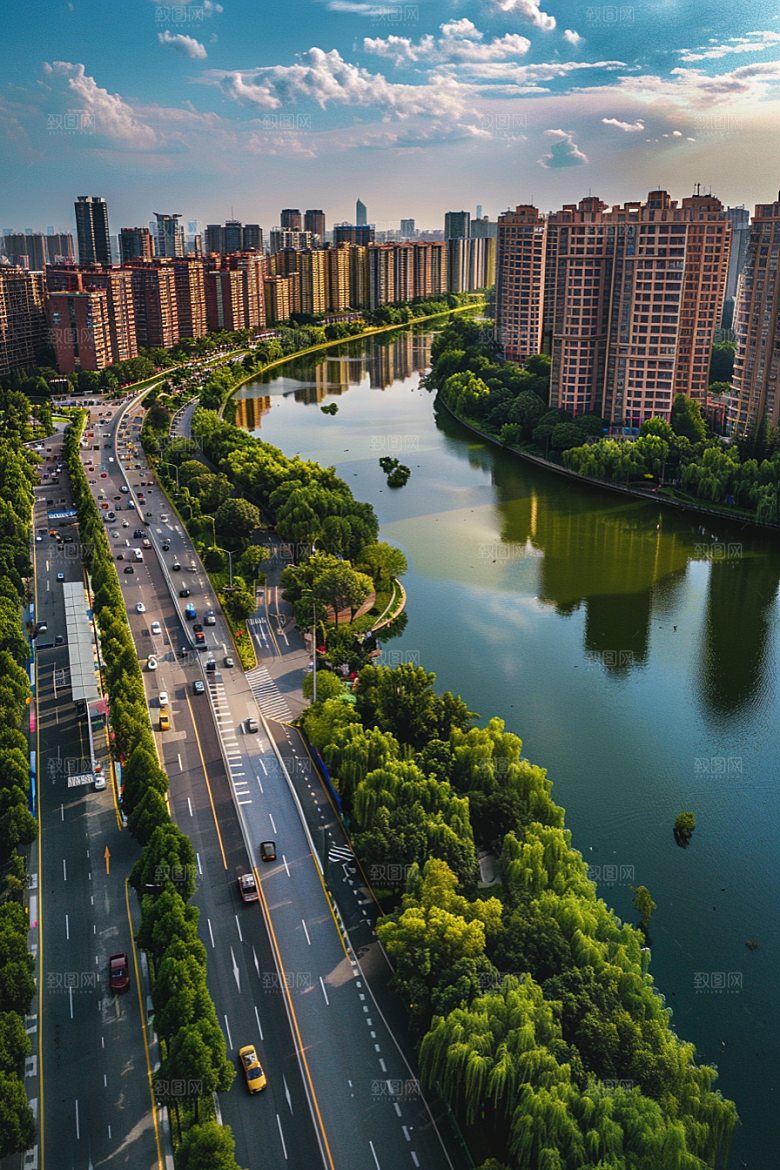 城市航拍高楼大厦楼宇摄影图