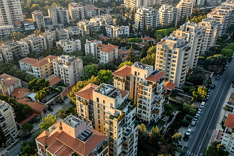 城市航拍建筑流光溢彩摄影图