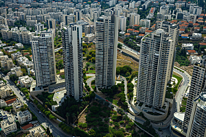 城市航拍俯拍高楼大厦摄影图