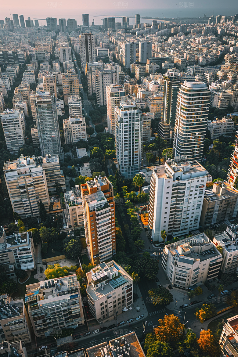 城市航拍俯拍摩登都市摄影图