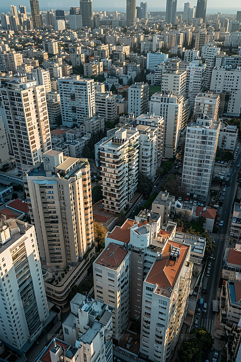 城市航拍流光溢彩摩登都市摄影图