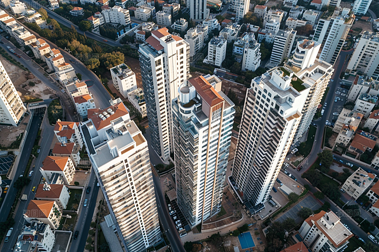 城市航拍流光溢彩高清摄影图
