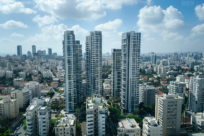 城市航拍时尚建筑摄影图