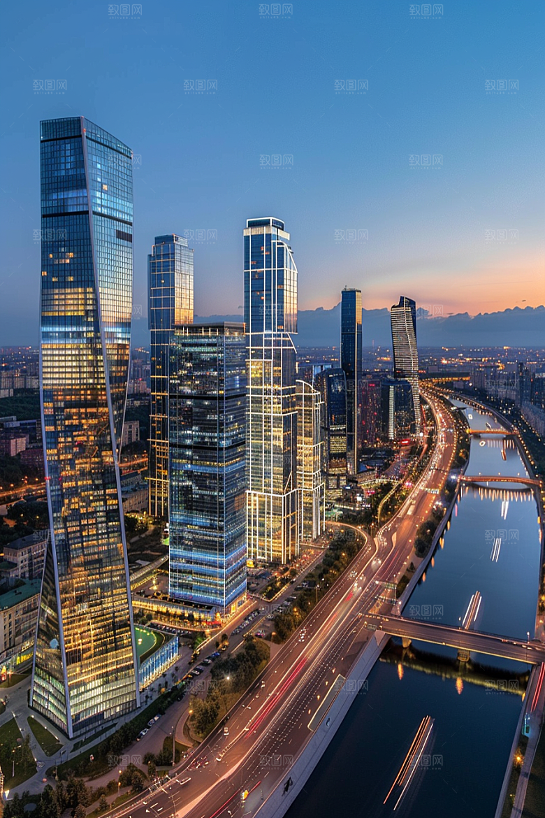 城市航拍楼宇地标摄影图
