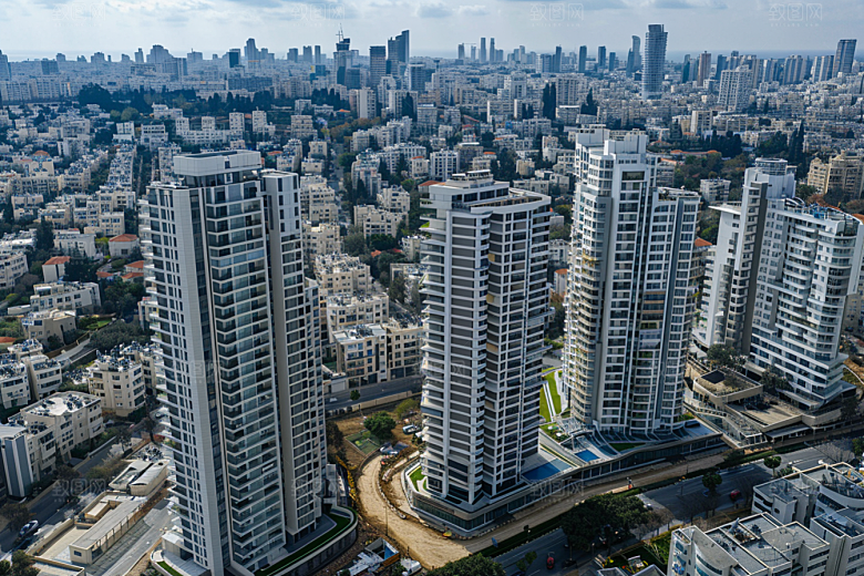 城市航拍俯拍地标摄影图