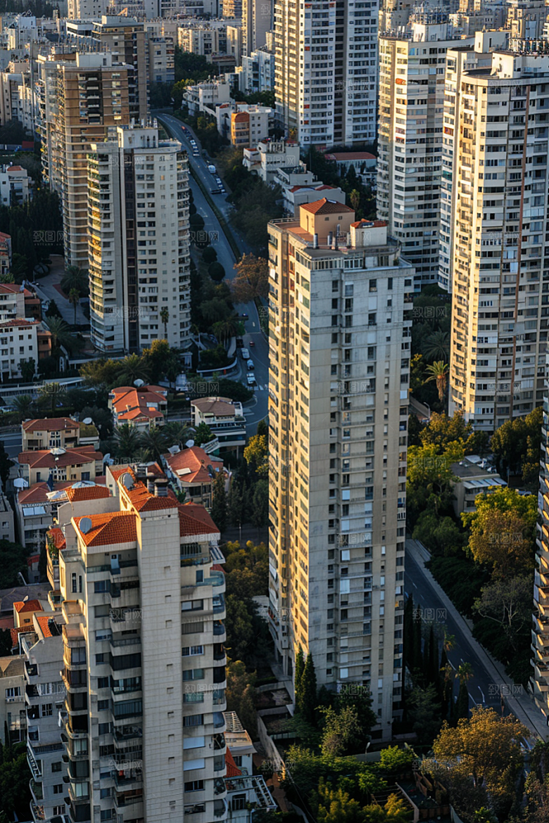 城市航拍流光溢彩建筑摄影图