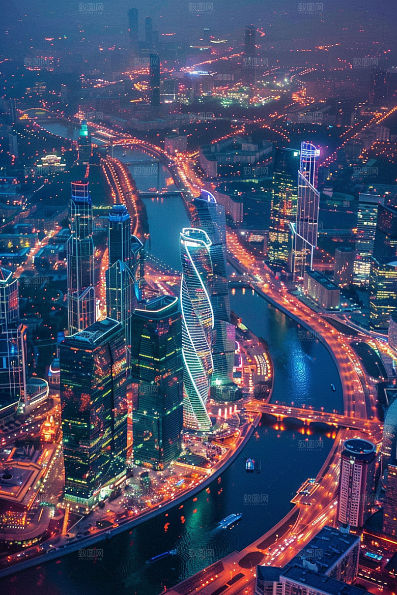 城市航拍摩登都市高楼大厦摄影图