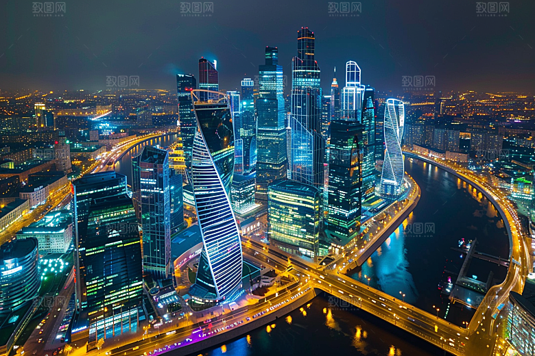 城市航拍楼宇俯拍摄影图