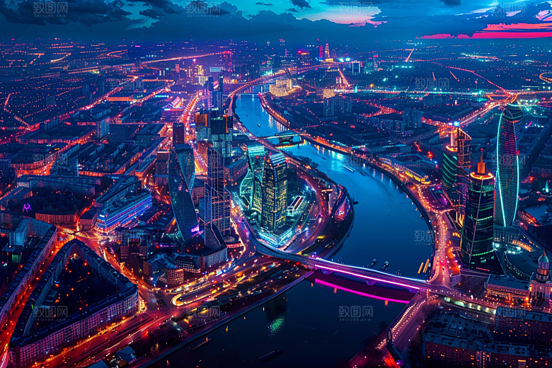 城市航拍建筑摩登都市摄影图