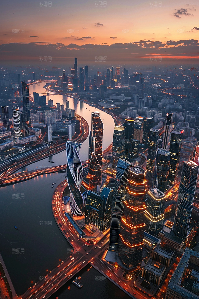 城市航拍时尚地标摄影图