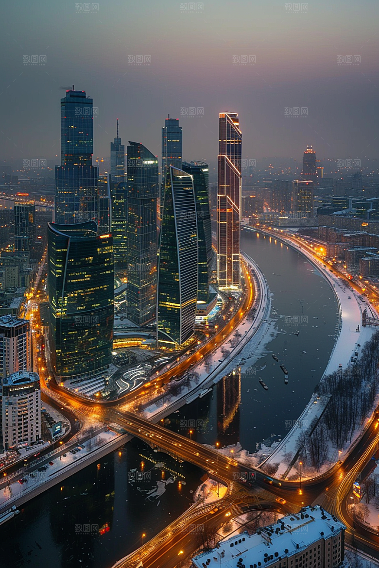 城市航拍俯拍建筑摄影图
