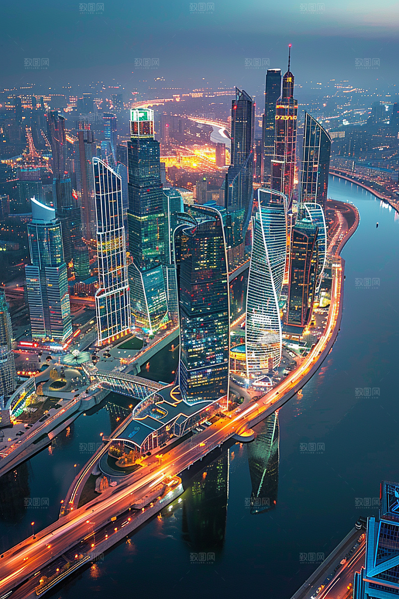 城市航拍高楼大厦地标摄影图
