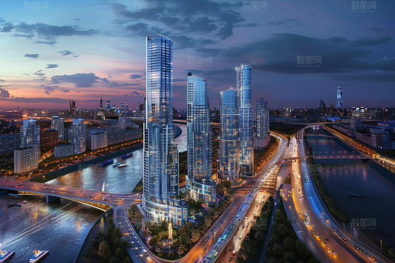 城市航拍建筑繁华摄影图