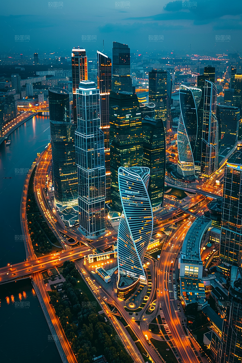 城市航拍地标摩登都市摄影图