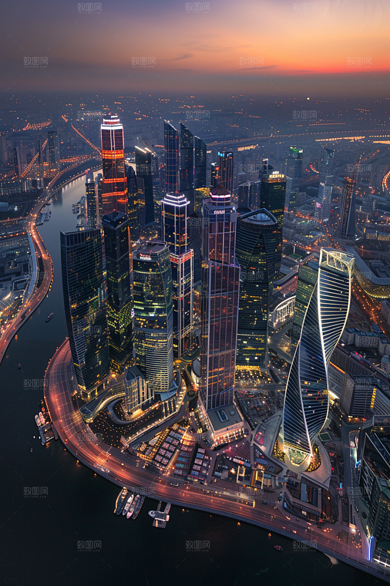 城市航拍建筑楼宇摄影图