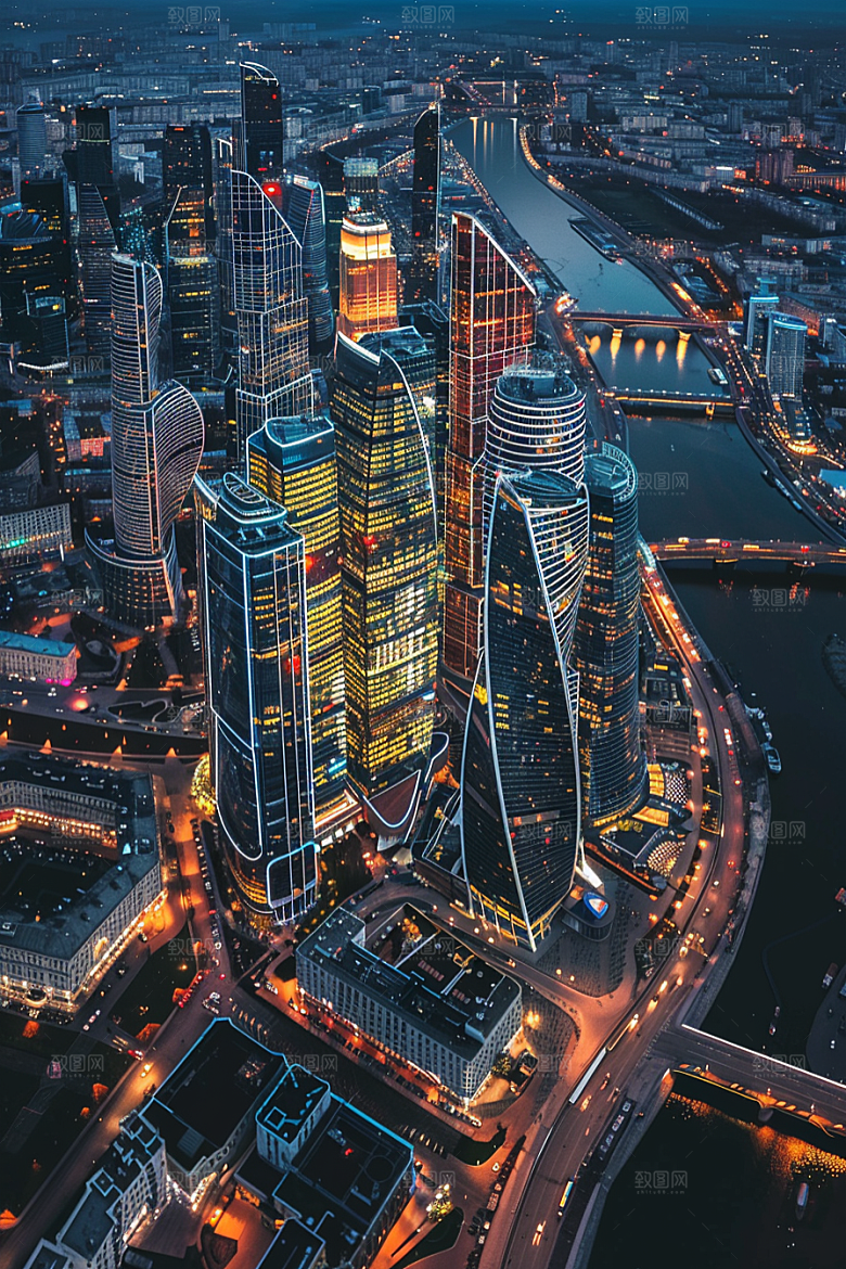 城市航拍俯拍地标摄影图