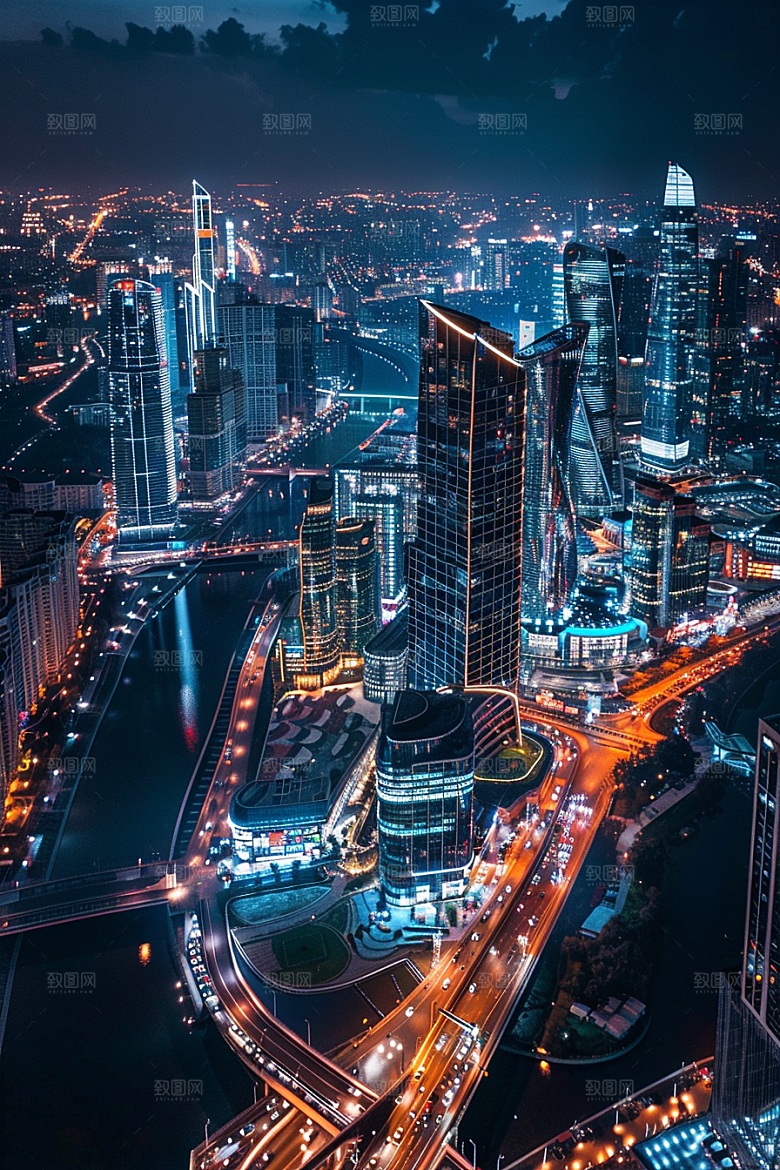 城市航拍楼宇俯拍摄影图