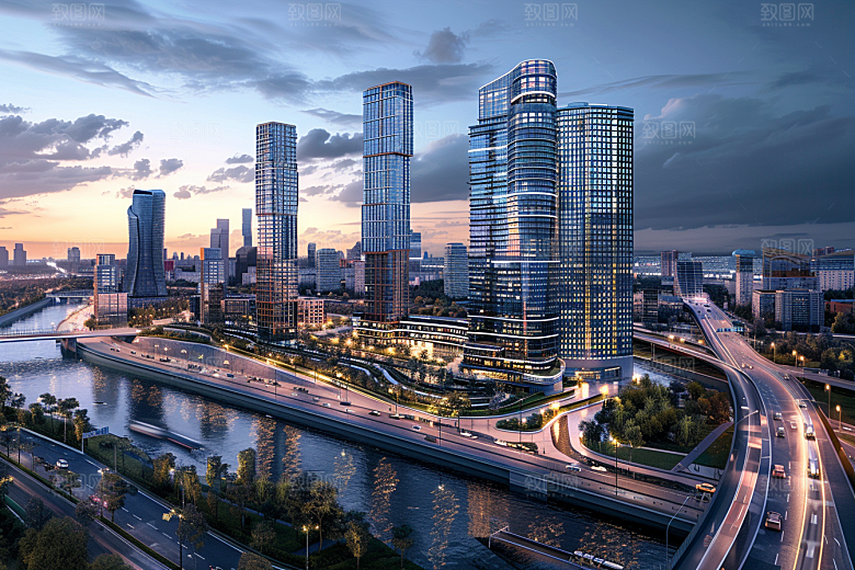 城市航拍高楼大厦建筑摄影图