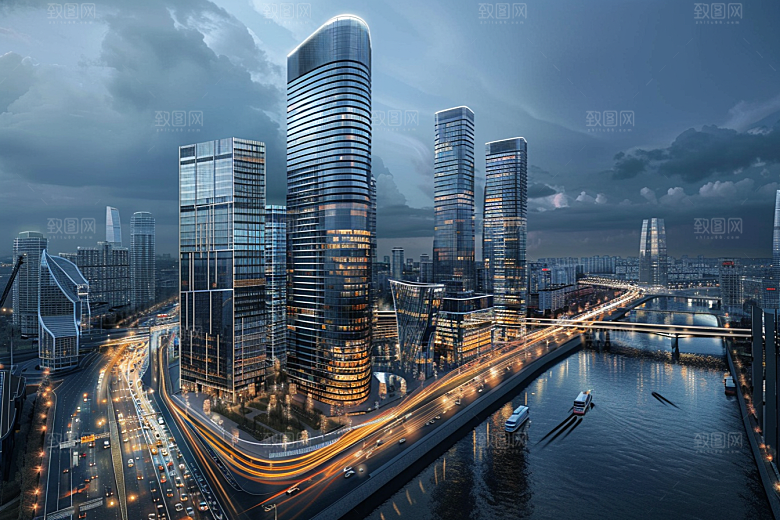 城市航拍建筑高楼大厦摄影图