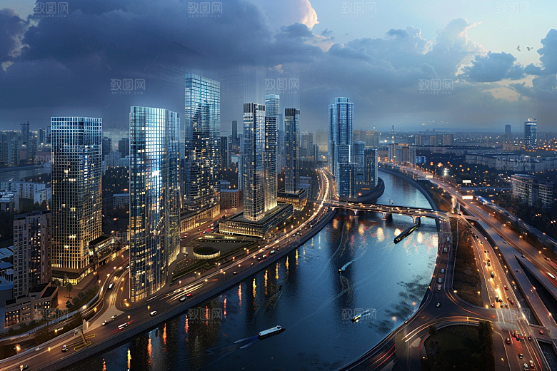 城市航拍高清摩登都市摄影图