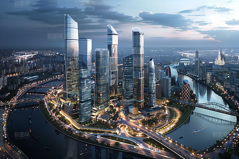 城市航拍高清楼宇摄影图