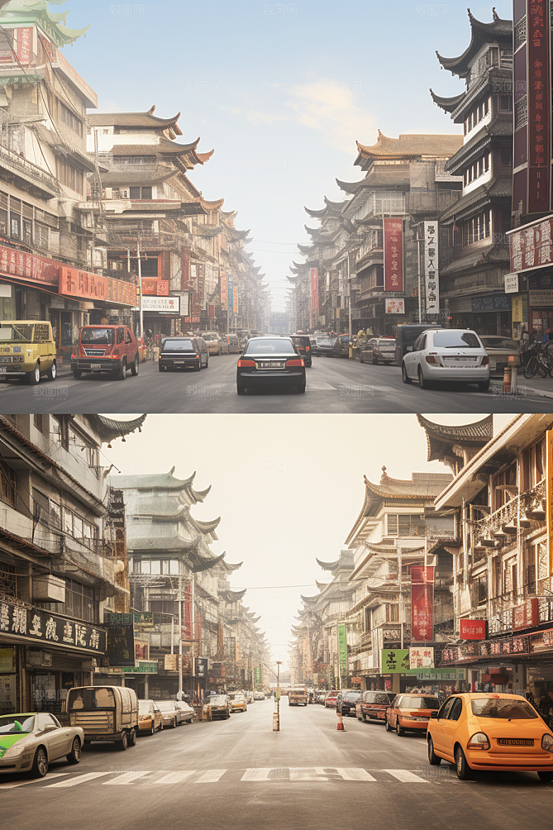 城市街景氛围街道素材