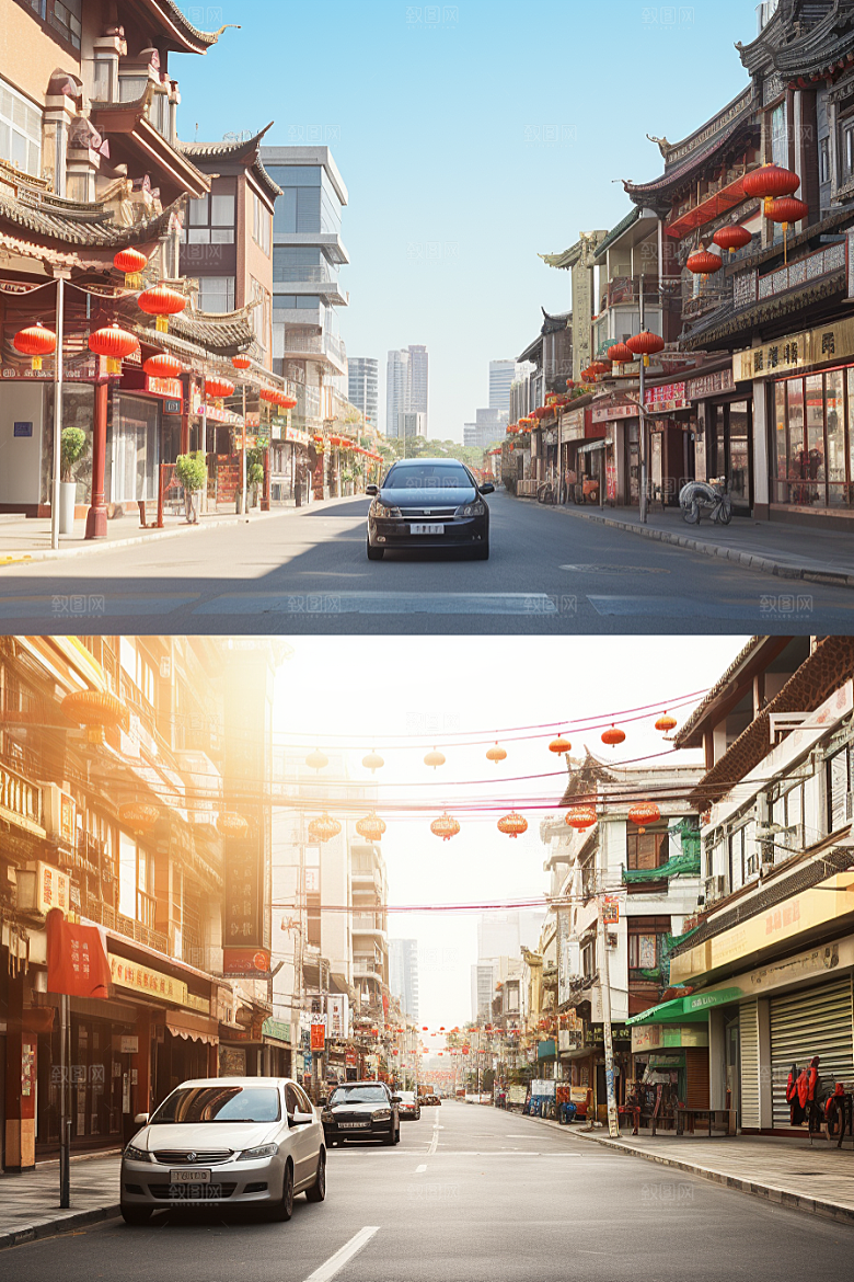 城市街景氛围街道素材