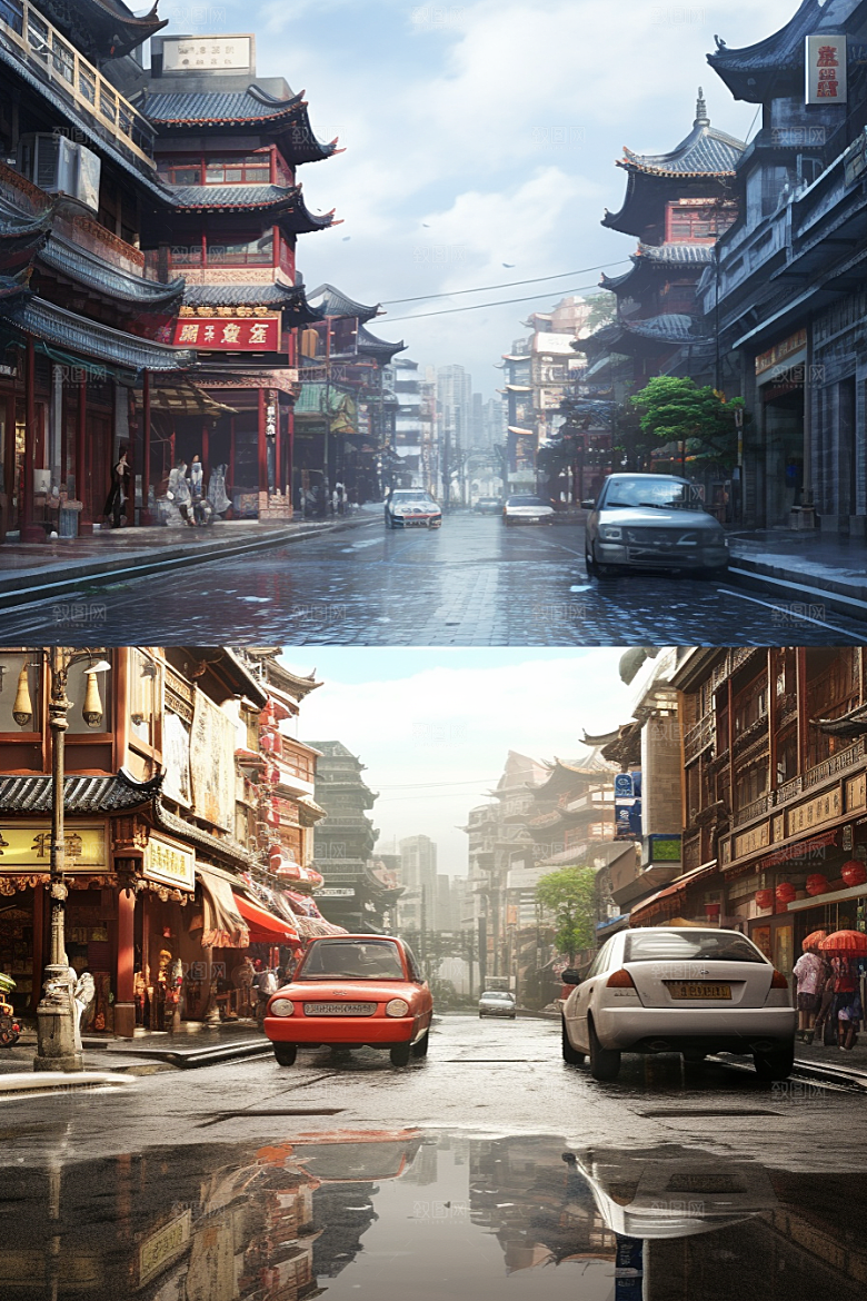 城市街景赛博朋克游戏原画素材