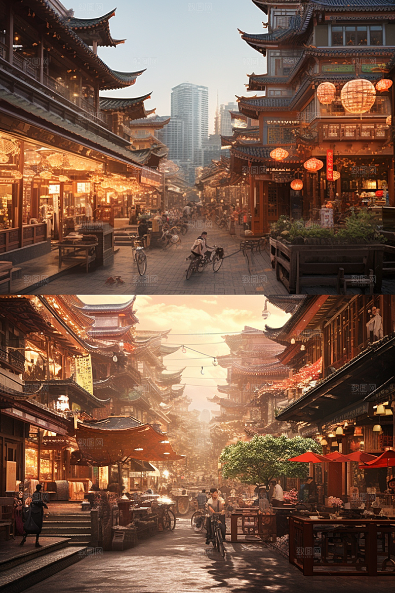 城市街景建筑氛围素材