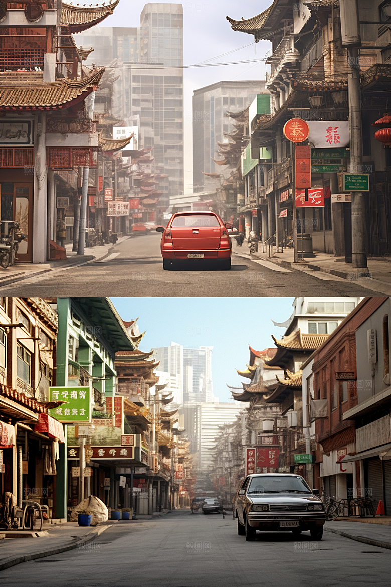 城市街景超现实赛博朋克素材