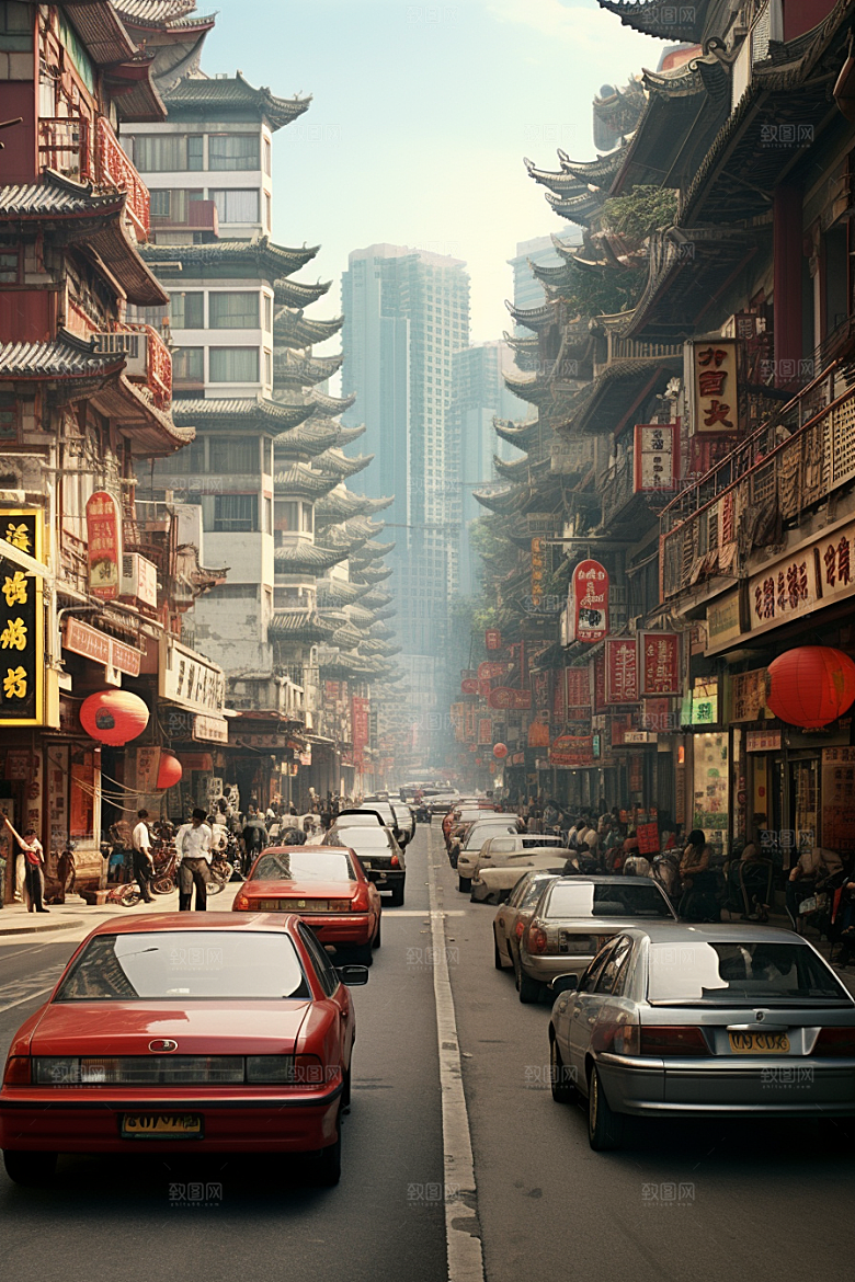 城市街景超现实街道素材